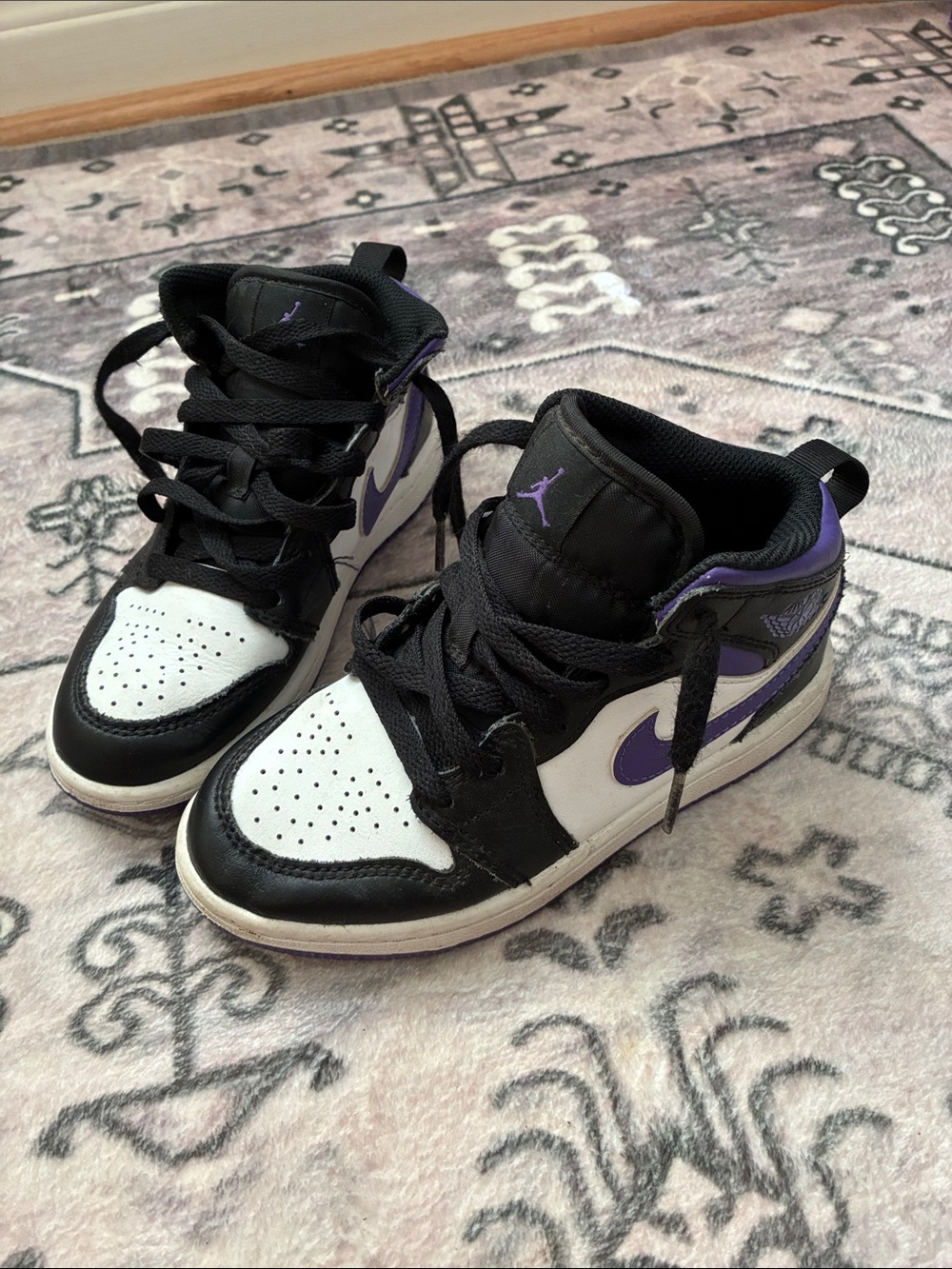 Nike Jordan Kids' Mid-Top Sneakers - White, Black & Purple